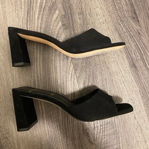 Black suede studio black mules sandals